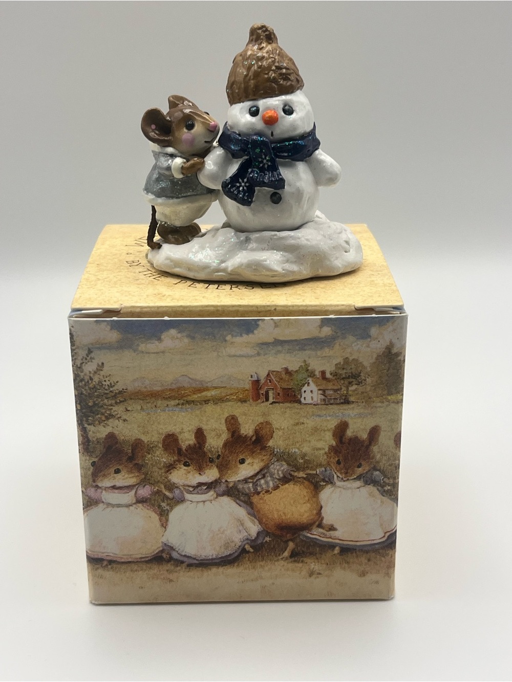 1992 Wee Forest Folk M-188 Snow Buddies by Donna Petersen initialed with box